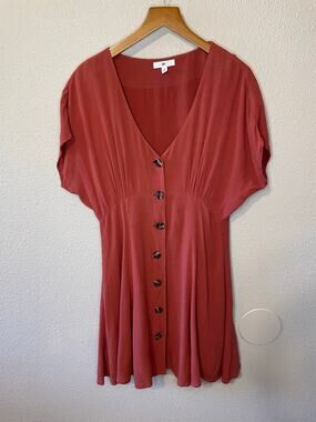B.P. By Nordstrom Burnt Orange Flutter Sleeve Button Up Feminine Mini Dress Smal